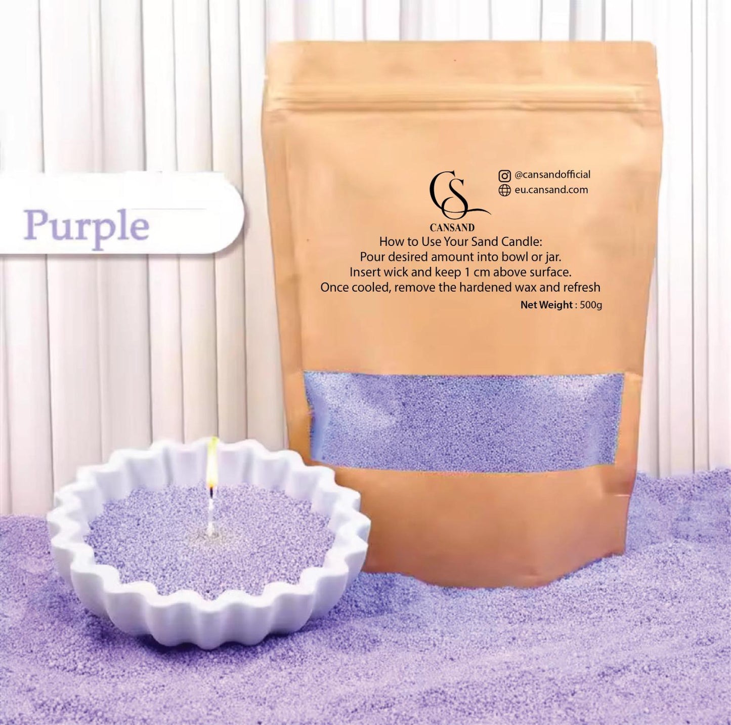 Refillable sand candle wax 500 Grams + 15 Wicks