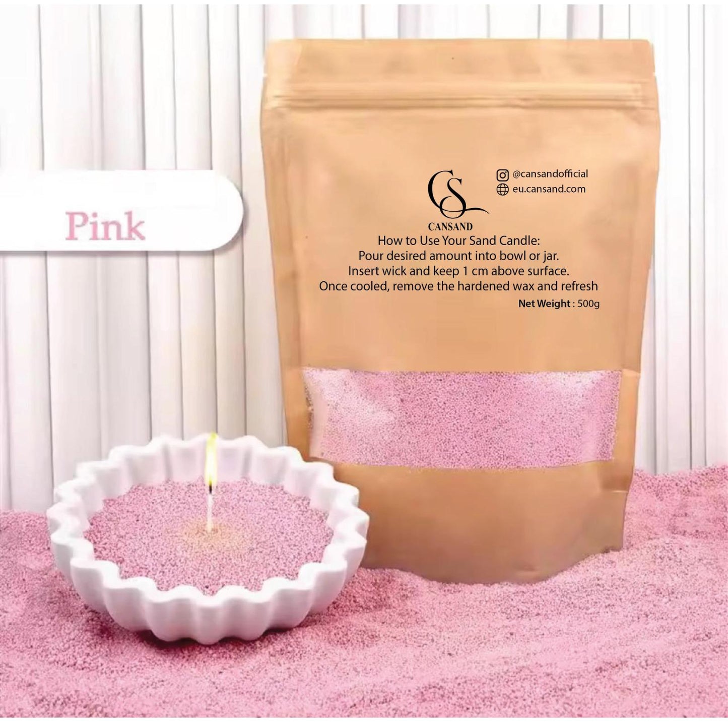 Refillable sand candle wax 500 Grams + 15 Wicks