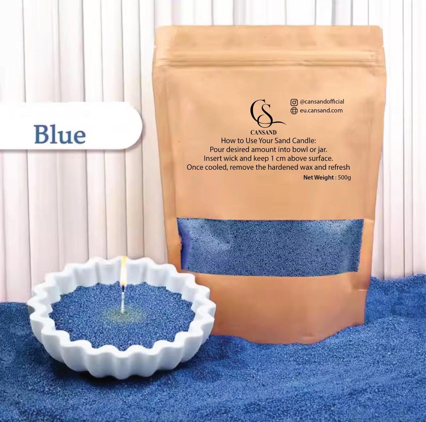 Refillable sand candle wax 500 Grams + 15 Wicks