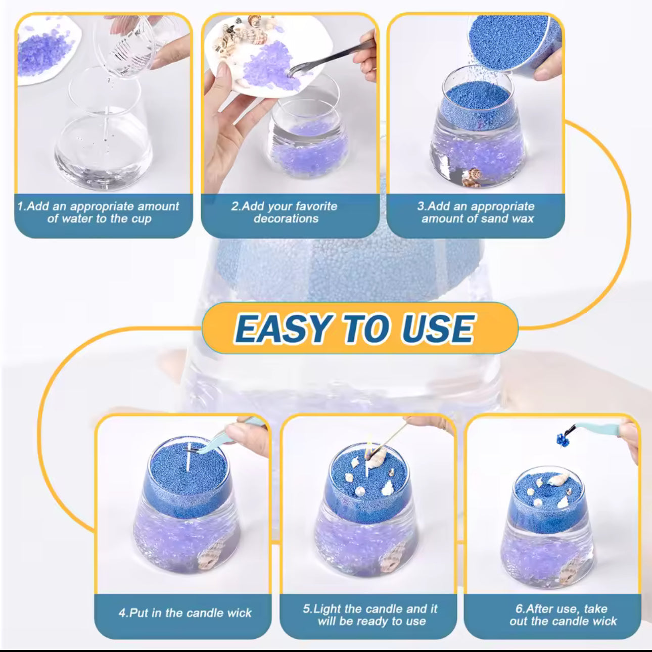Buy 2 Get 1 Free Refillable sand candle wax (500 grams) + 15 Wicks